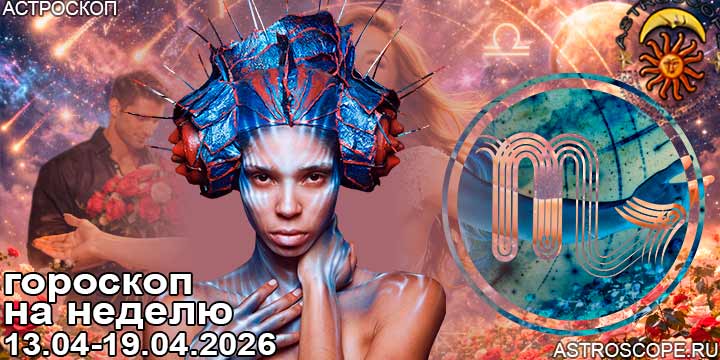 Скорпион и ваш гороскоп на неделю по аспектам периода с 13 апреля по 19 апреля 2026