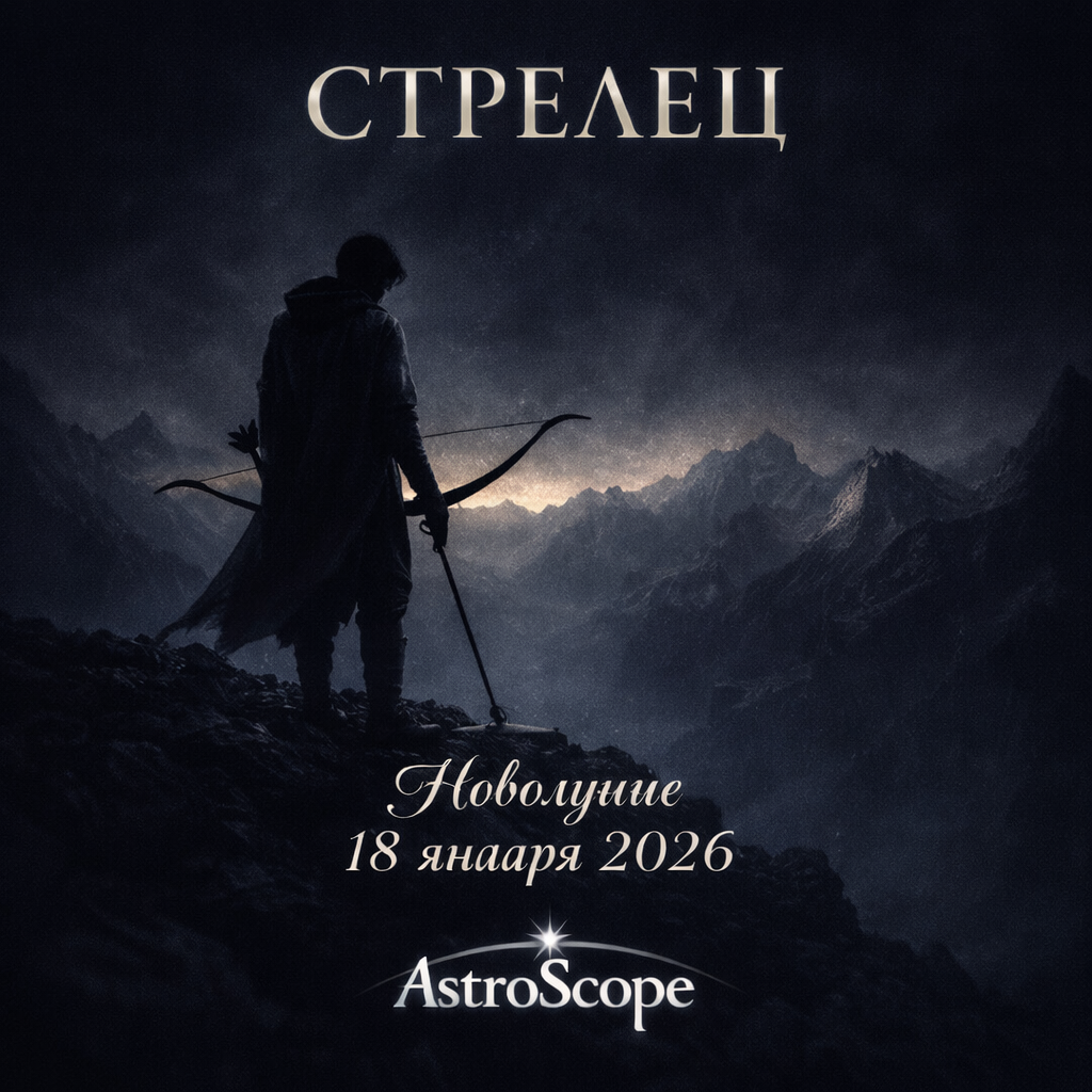 Стрелец — Новолуние 18 января 2026, ночные горы и путь AstroScope