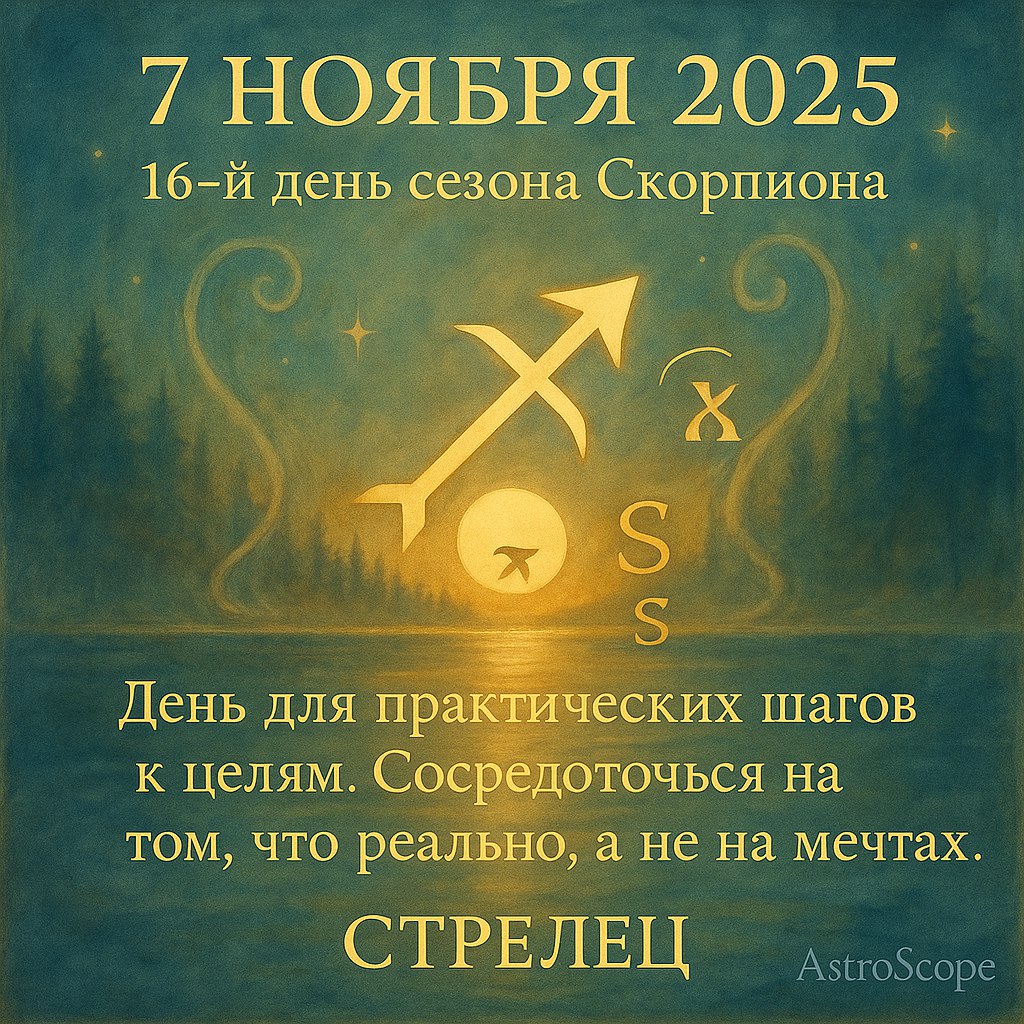 Стрелец 7 ноября 2025 —  — день действий, а не мечтаний