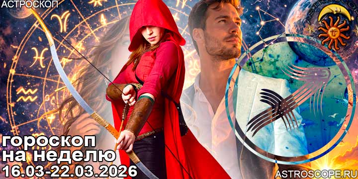 Стрелец и ваш гороскоп на неделю по аспектам периода с 16 марта по 22 марта 2026