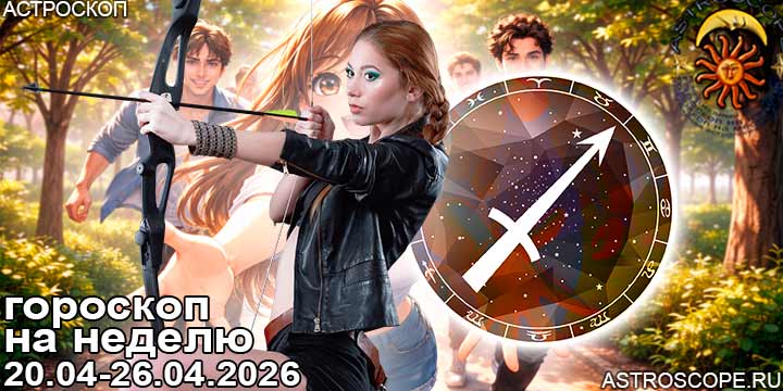 Стрелец и ваш гороскоп на неделю по аспектам периода с 20 апреля по 26 апреля 2026
