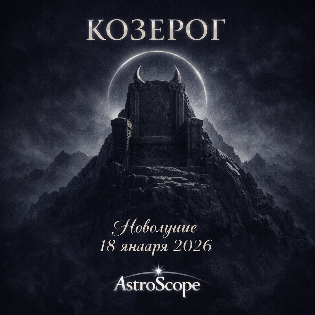Козерог — Новолуние 18 января 2026, горная вершина и лунная тишина AstroScope