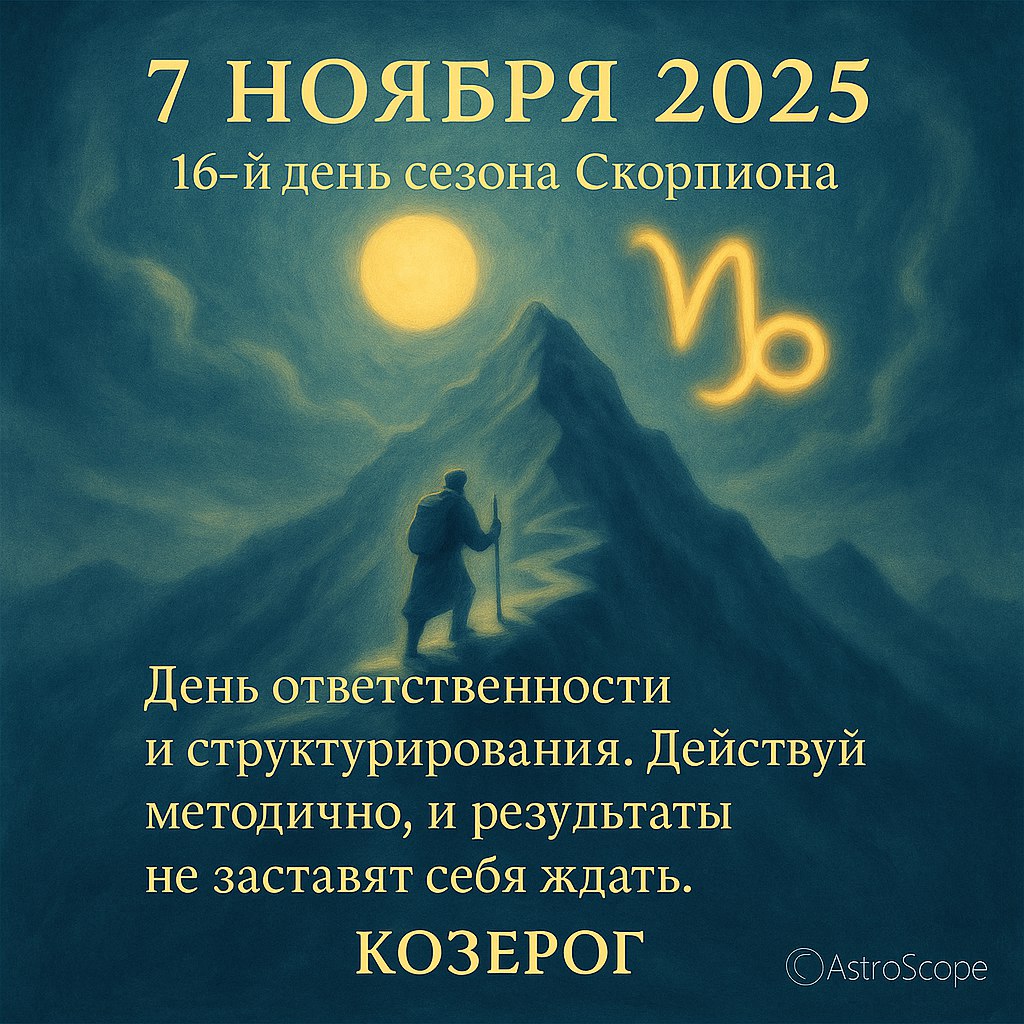 Козерог 7 ноября 2025 — день порядка и настойчивости