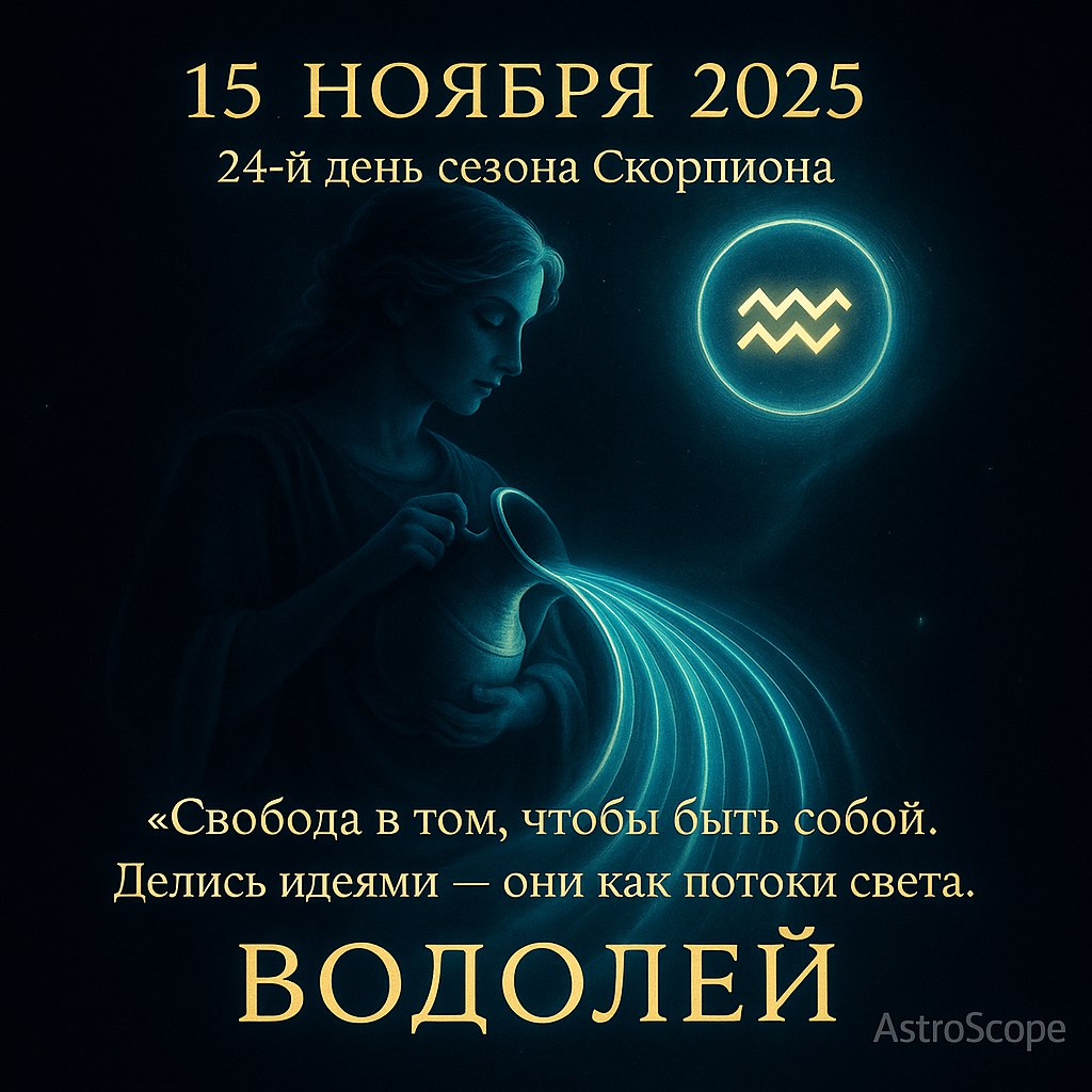Водолей 15 ноября 2025 — сила в свободе и вдохновении