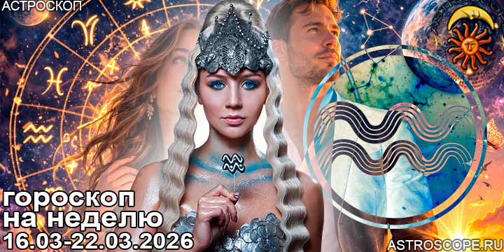 Водолей и ваш гороскоп на неделю по аспектам периода с 16 марта по 22 марта 2026