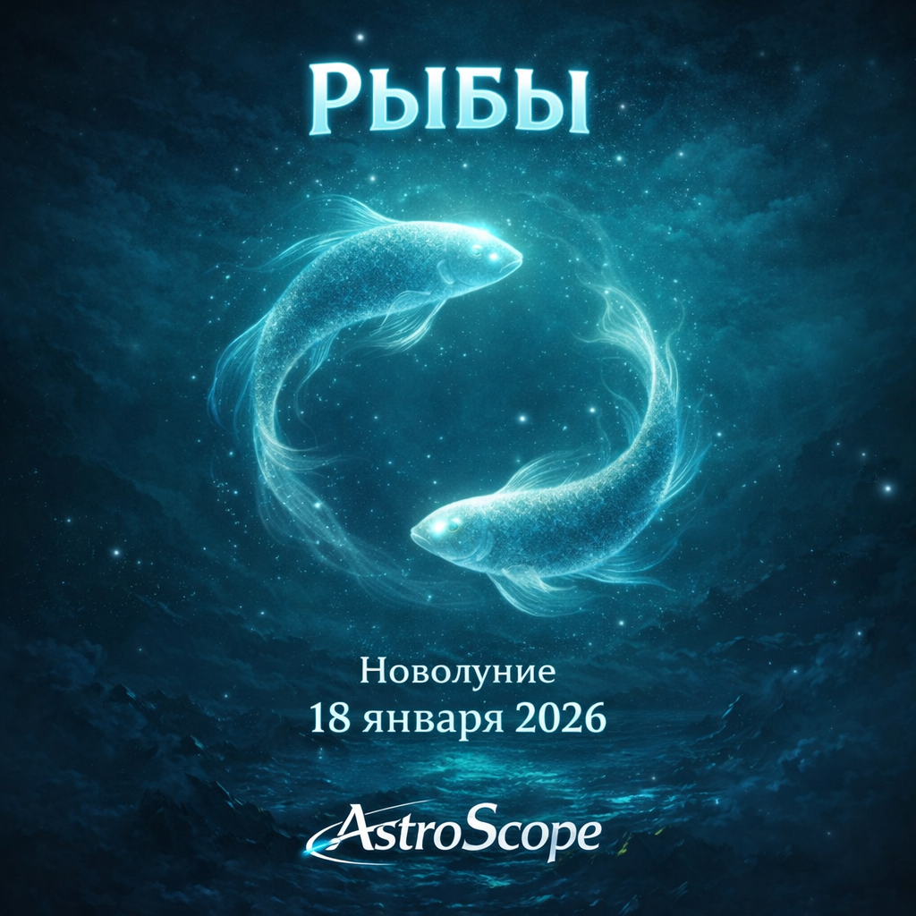 Рыбы — Новолуние 18 января 2026, ночной океан и интуиция AstroScope