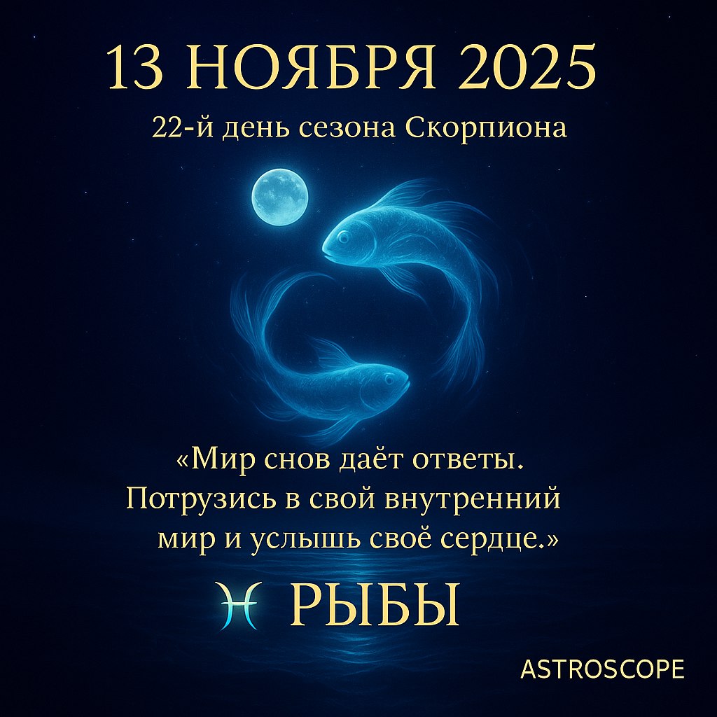 Рыбы 13 ноября 2025 — день внутренней тишины и прозрения