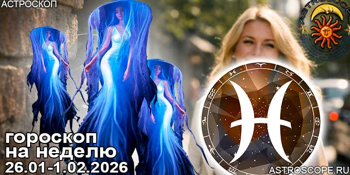 Рыбы и ваш гороскоп на неделю по аспектам периода с 26 января по 1 февраля 2026