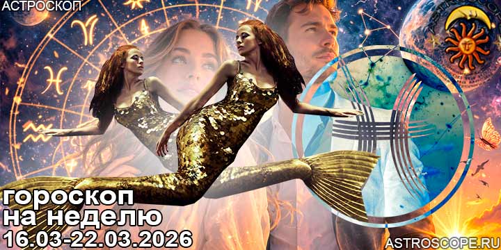 Рыбы и ваш гороскоп на неделю по аспектам периода с 16 марта по 22 марта 2026