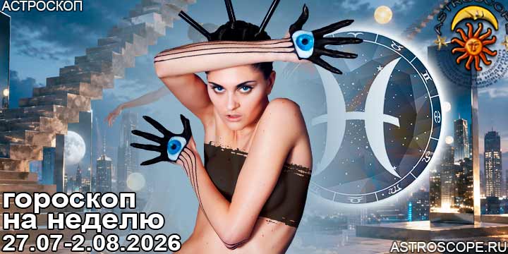Рыбы и ваш гороскоп на неделю по аспектам периода с 27 июля по 2 августа 2026