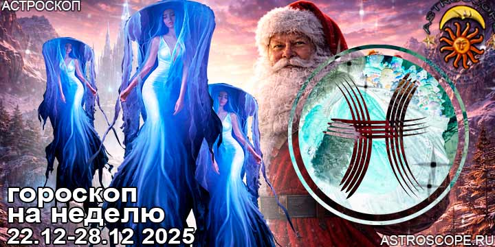 Рыбы и ваш гороскоп на неделю по аспектам периода с 22 декабря по 28 декабря 2025